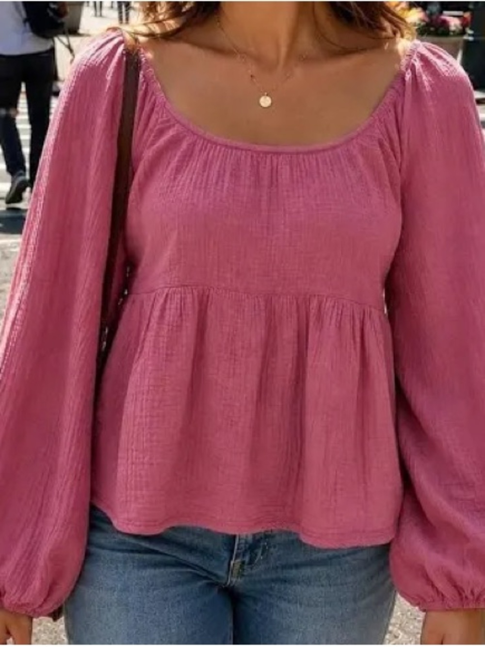 Universal Thread Mauve Puff Sleeve Scoop Neck Blouse